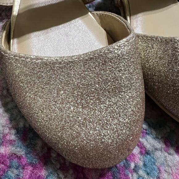 Janie and Jack Girls Gold Sparkle Flats size 11 - Picture 3 of 7